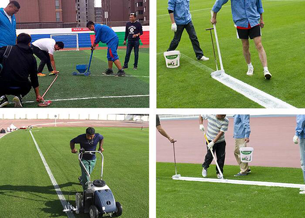 人造草坪球場上的白色功能線怎么鋪裝呢？